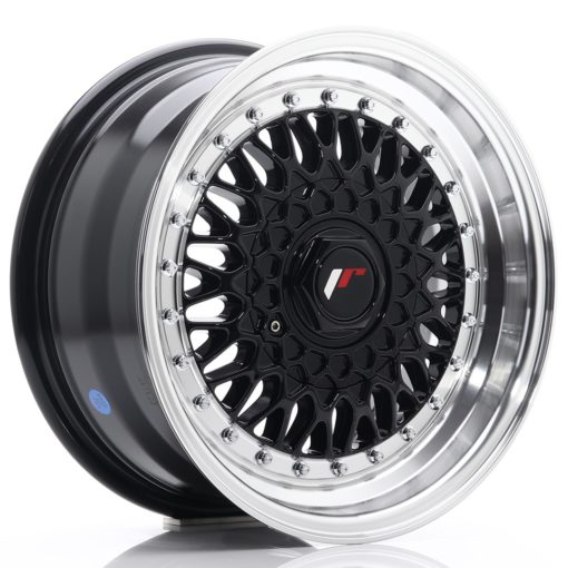 Japan Racing JR9 15 Zoll 7J ET20 4x100/108 Schwarz Glänzend w/Machined Lip