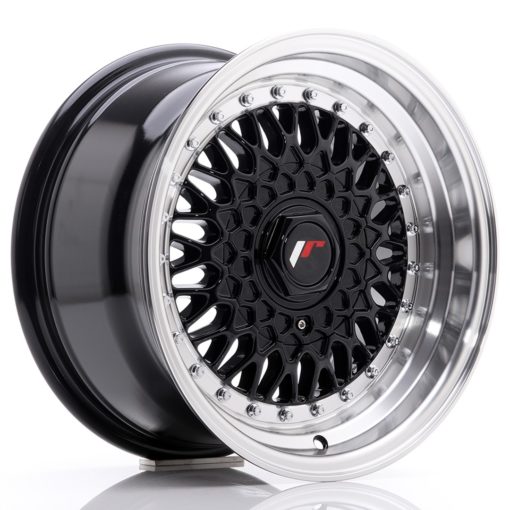 Japan Racing JR9 15 Zoll 8J ET20 4x100/108 Schwarz Glänzend w/Machined Lip