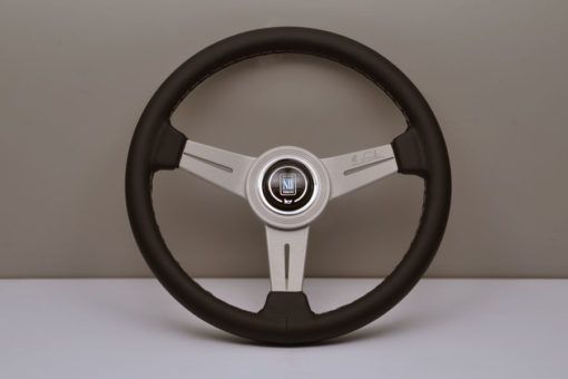 Nardi Classic 360mm Lenkrad - schwarzes Leder / silberne Speichen / graue Nähte (Kopie)